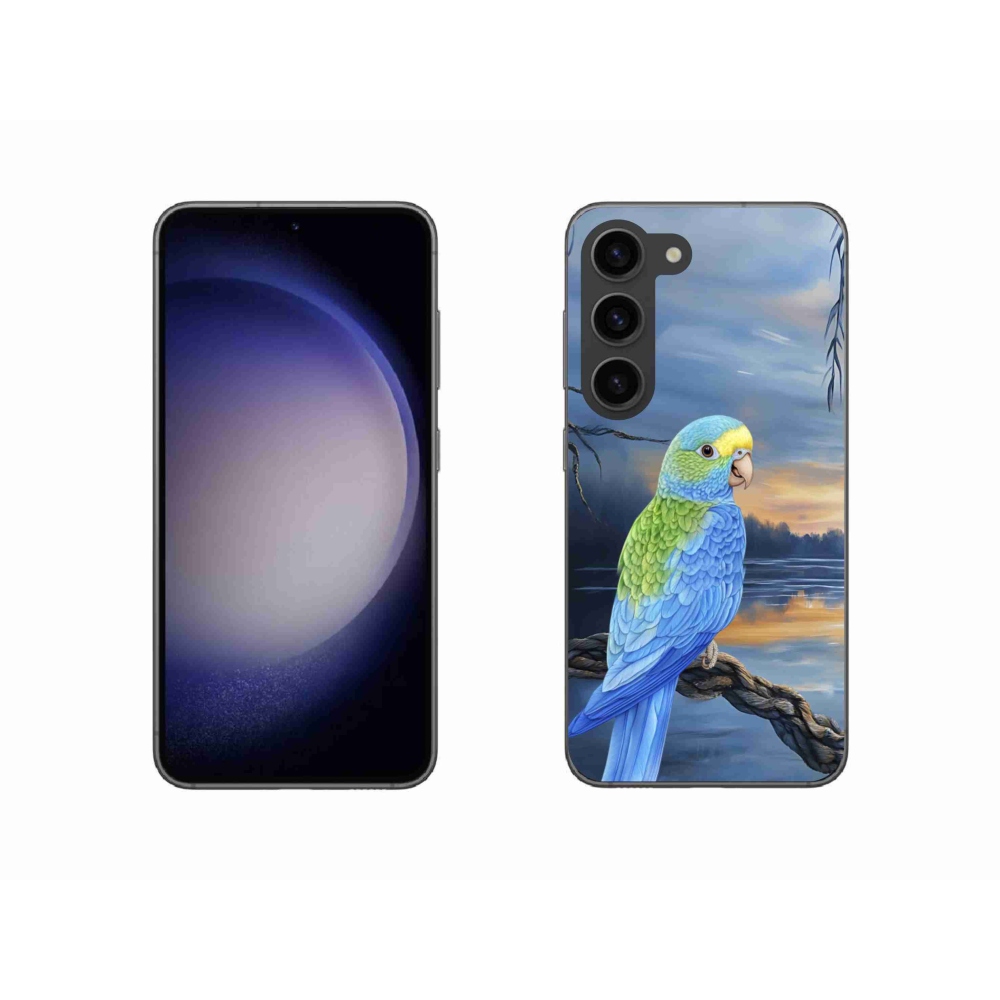 Gelový kryt mmCase na Samsung Galaxy S23 5G - modrý papoušek