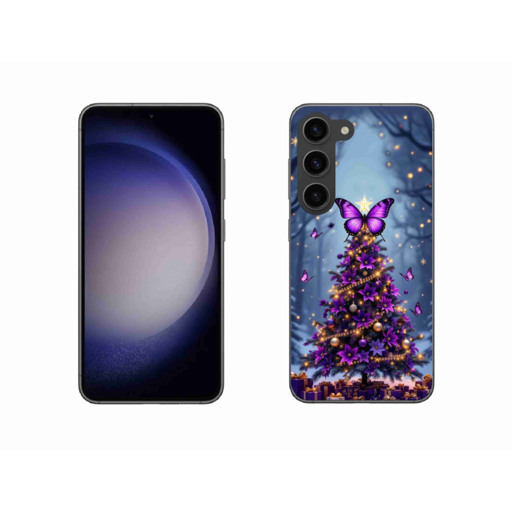 Gelový kryt mmCase na Samsung Galaxy S23 5G - motýlí vánoční stromek
