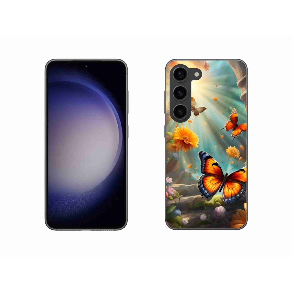 Gelový kryt mmCase na Samsung Galaxy S23 5G - motýlí zahrada 2