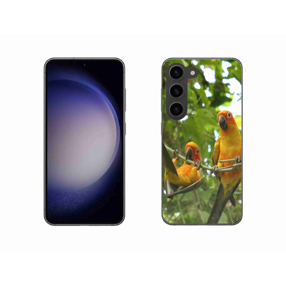 Gelový kryt mmCase na Samsung Galaxy S23 5G - papoušci aratingy