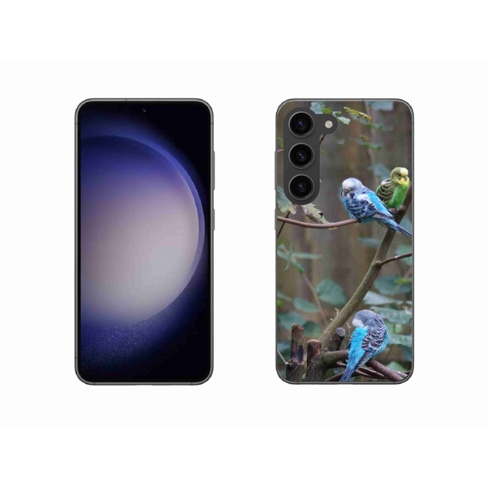 Gelový kryt mmCase na Samsung Galaxy S23 5G - papoušci na větvi