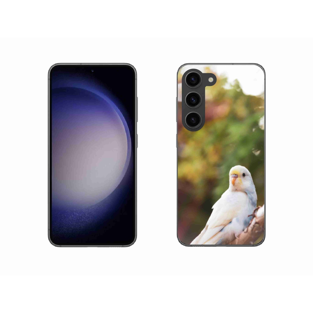 Gelový kryt mmCase na Samsung Galaxy S23 5G - papoušek andulka bílá