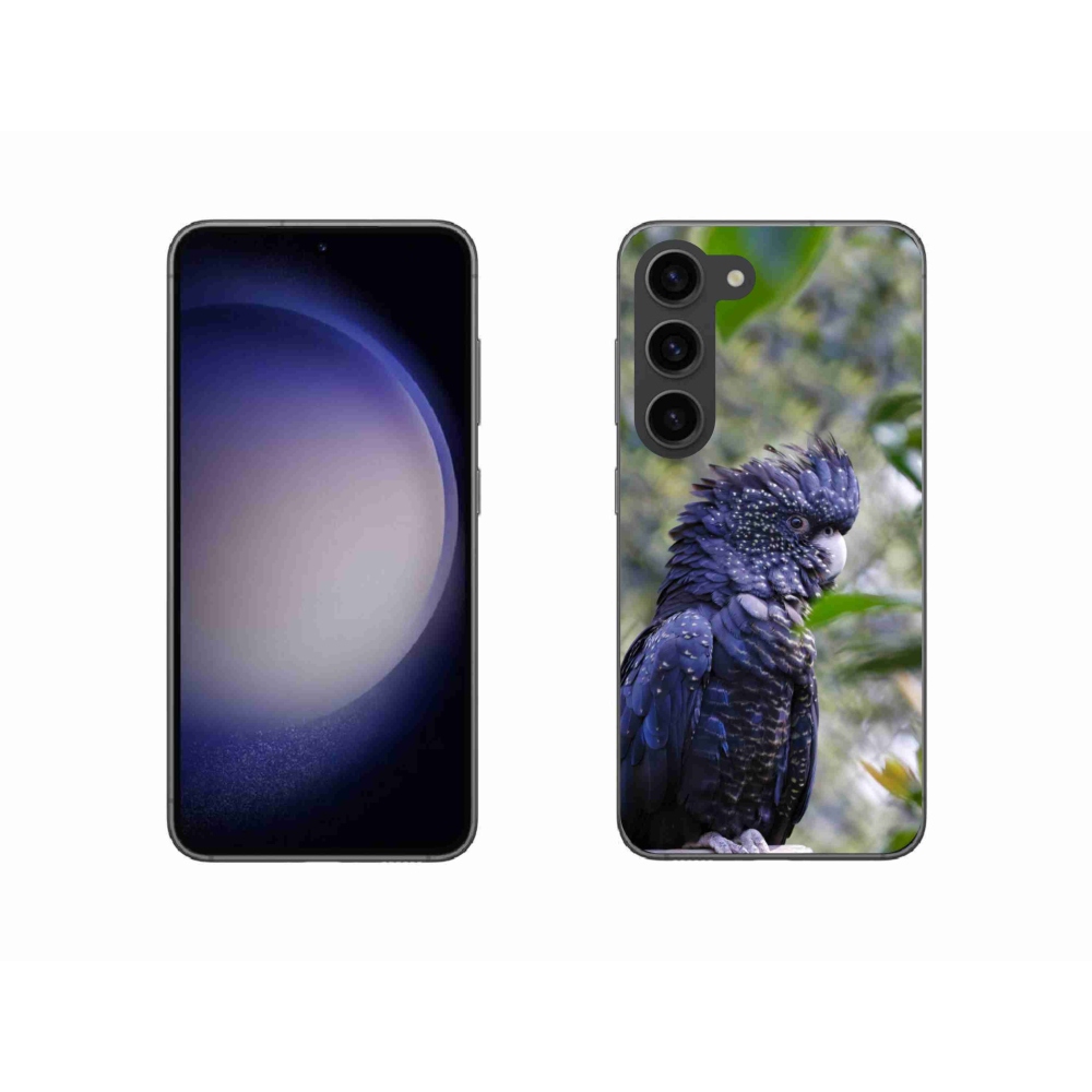 Gelový kryt mmCase na Samsung Galaxy S23 5G - papoušek kakadu černý