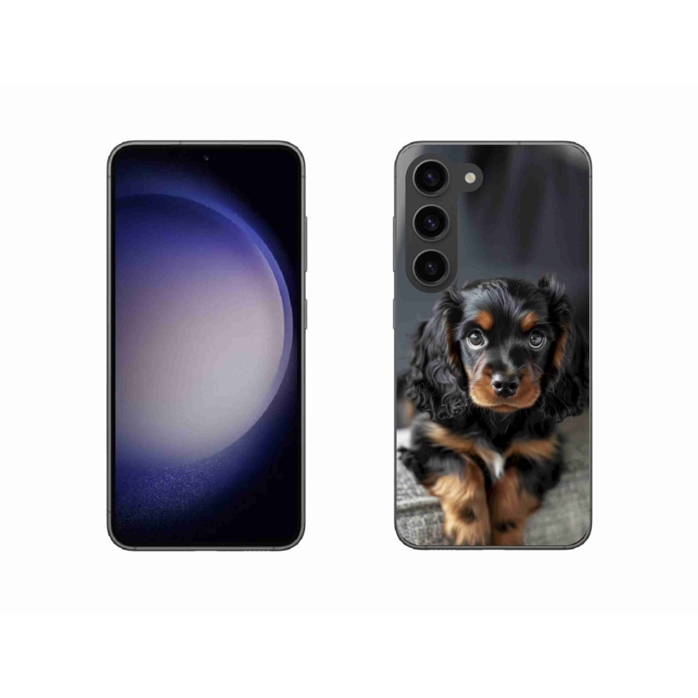 Gelový kryt mmCase na Samsung Galaxy S23 5G - roztomilý dlouhosrstý jezevčík