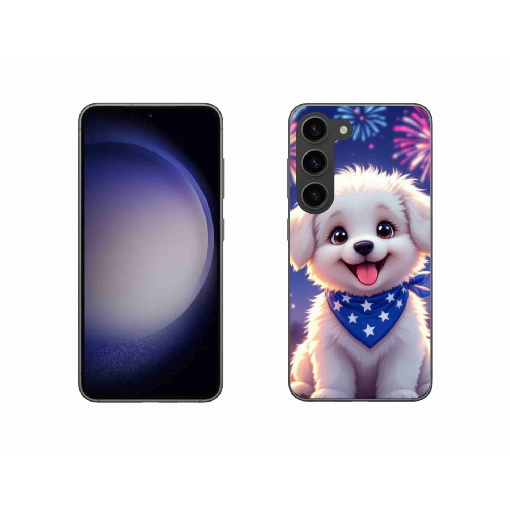 Gelový kryt mmCase na Samsung Galaxy S23 5G - slavnostní štěně