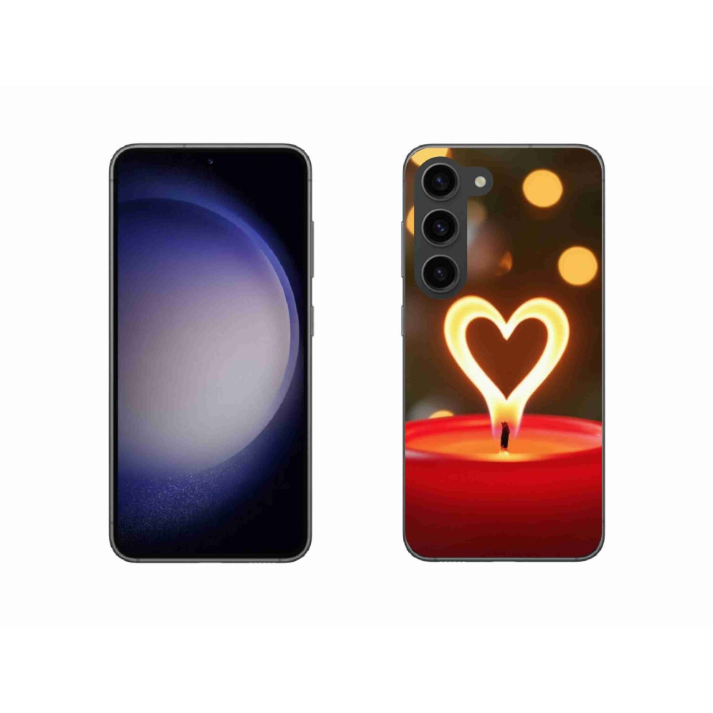 Gelový kryt mmCase na Samsung Galaxy S23 5G - srdce z plamene