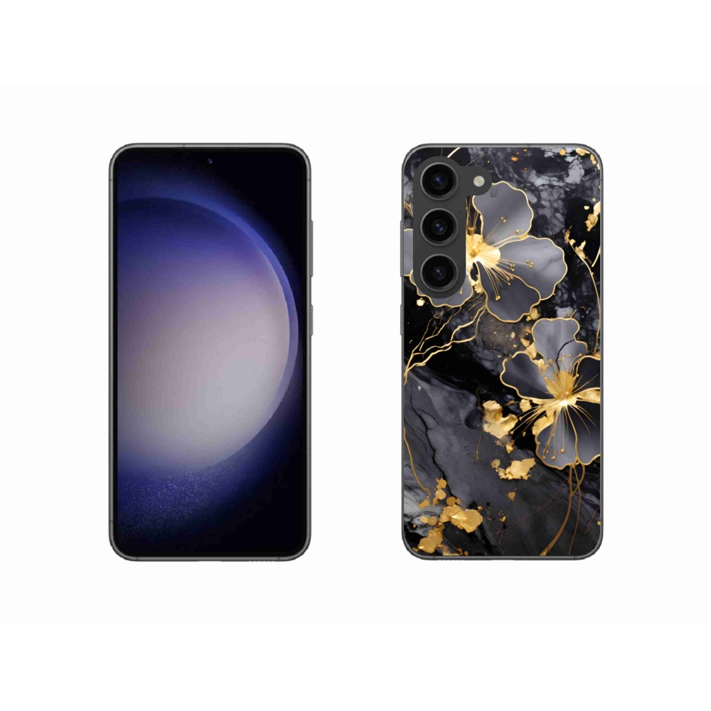 Gelový kryt mmCase na Samsung Galaxy S23 5G - zlaté květy