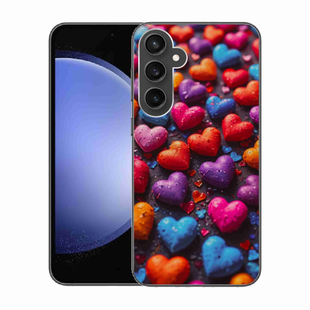 Gelový kryt mmCase na Samsung Galaxy S23 FE - barevná srdce