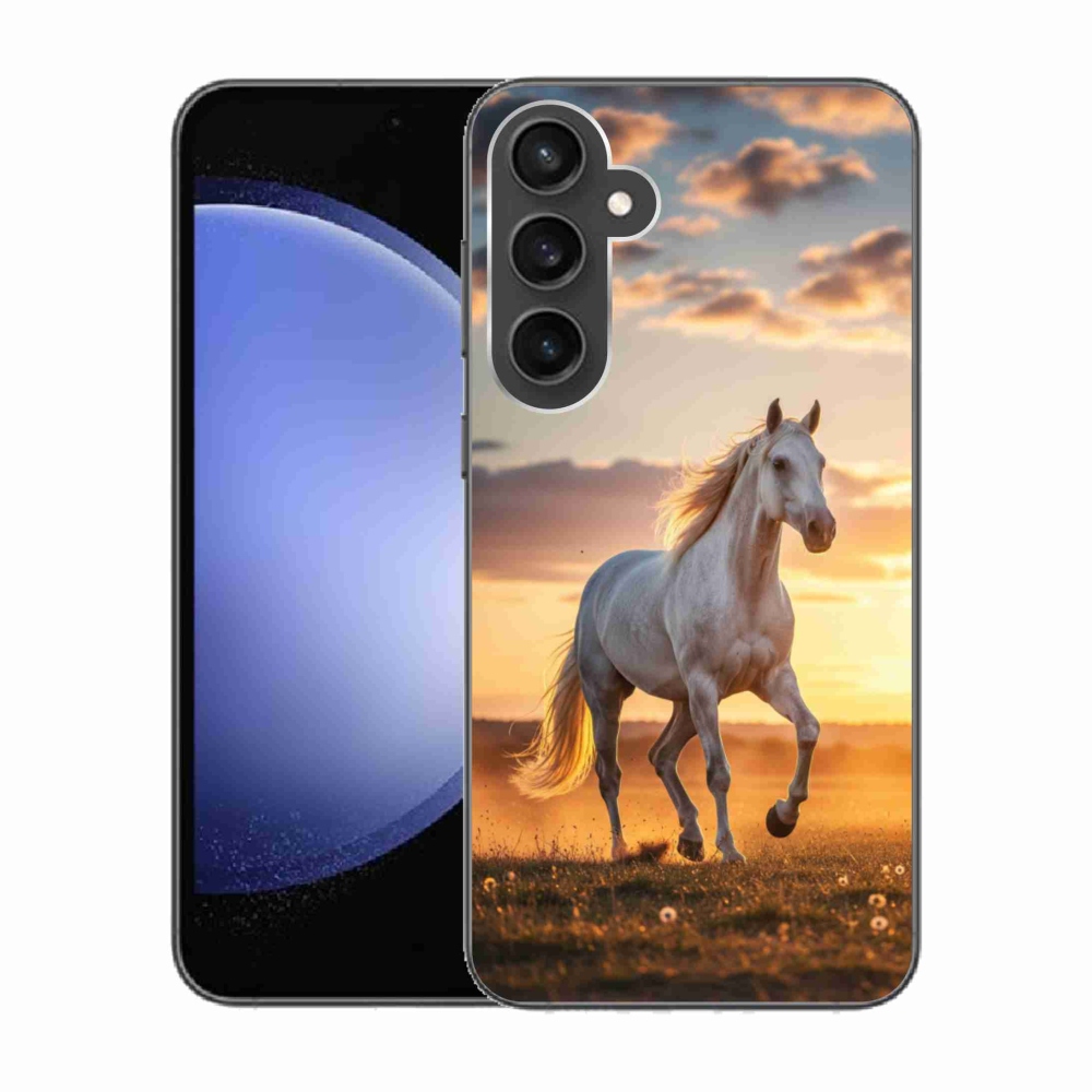 Gelový kryt mmCase na Samsung Galaxy S23 FE - běžící bílý kůň 2