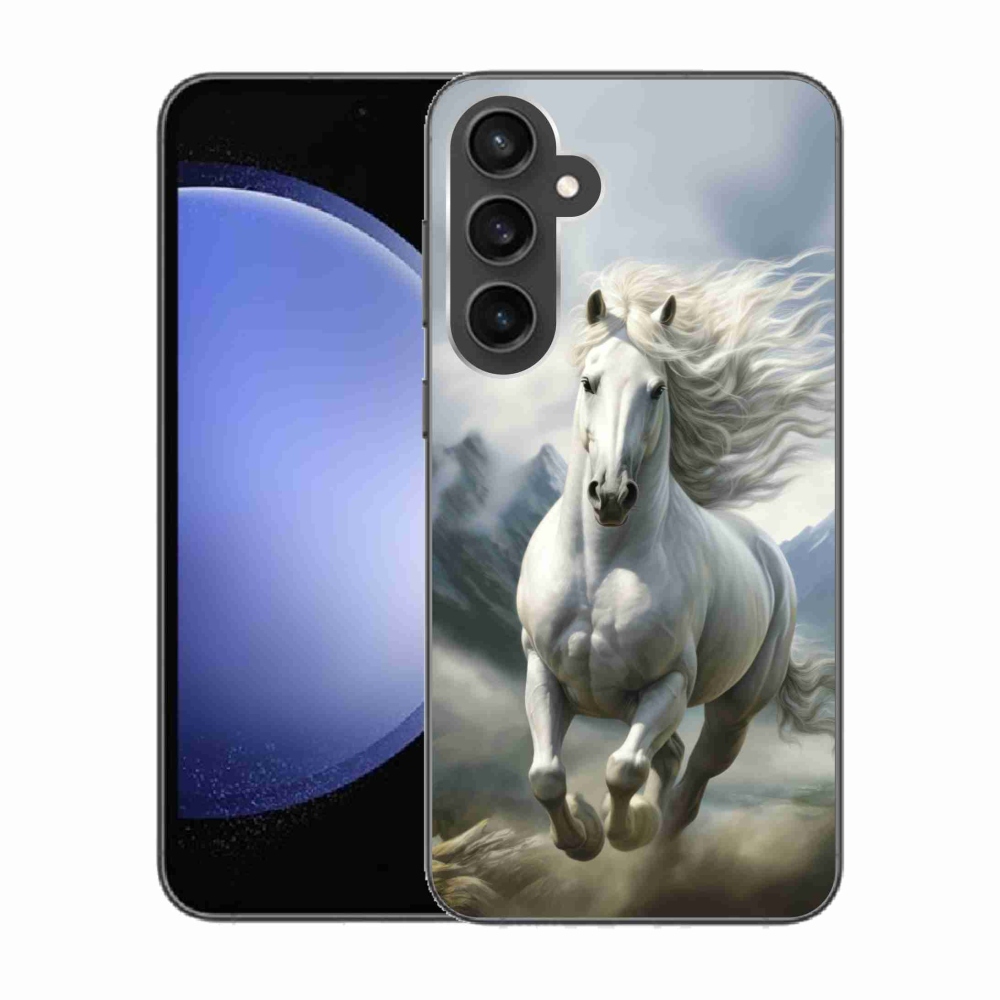 Gelový kryt mmCase na Samsung Galaxy S23 FE - běžící bílý kůň 3