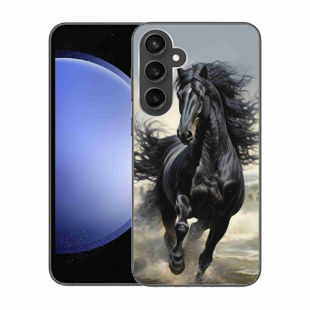 Gelový kryt mmCase na Samsung Galaxy S23 FE - běžící černý kůň