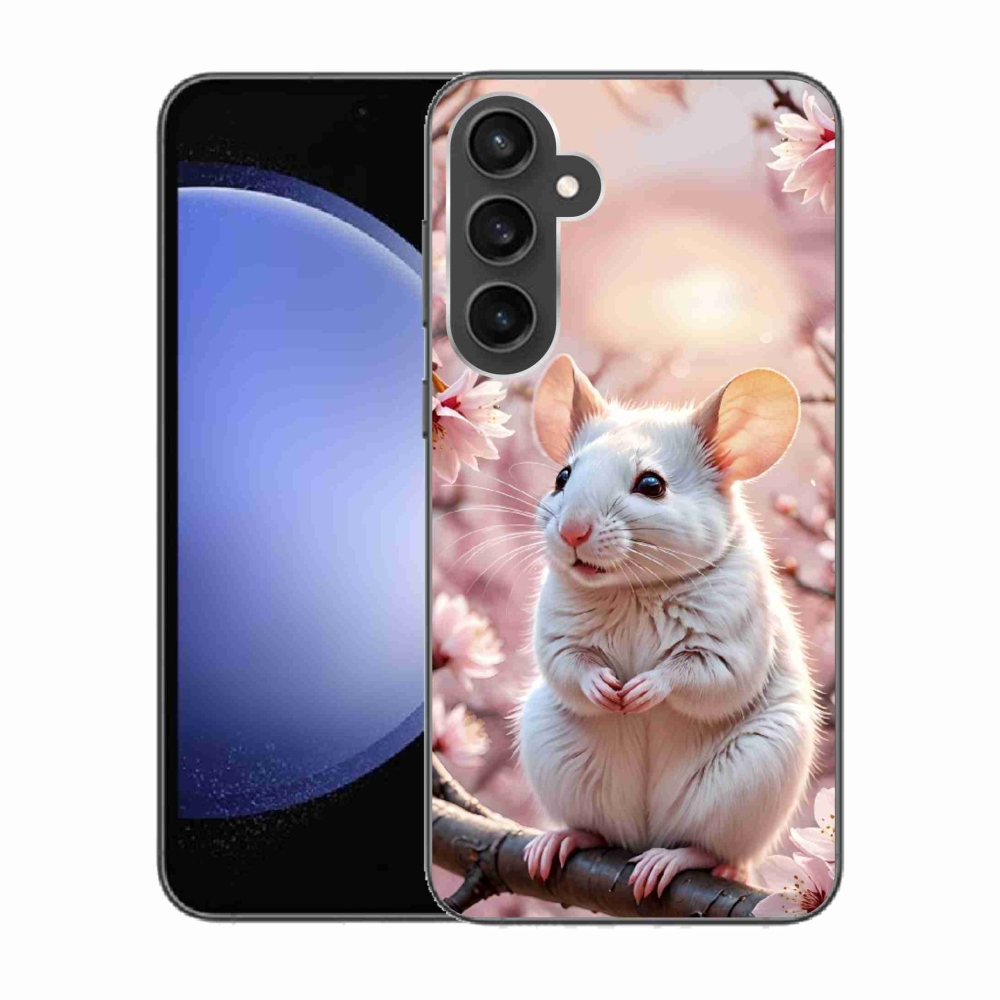 Gelový kryt mmCase na Samsung Galaxy S23 FE - bílá myš na větvi