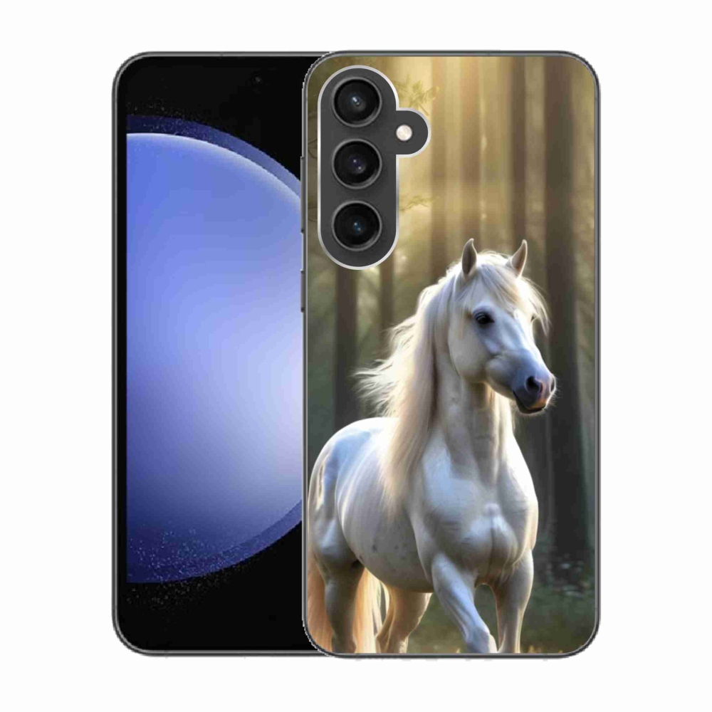 Gelový kryt mmCase na Samsung Galaxy S23 FE - bílý kůň 3