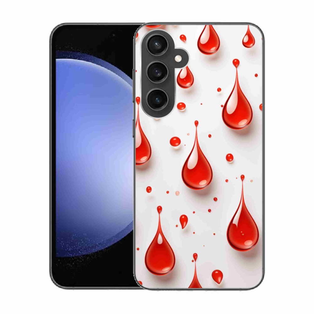 Gelový kryt mmCase na Samsung Galaxy S23 FE - červené kapky