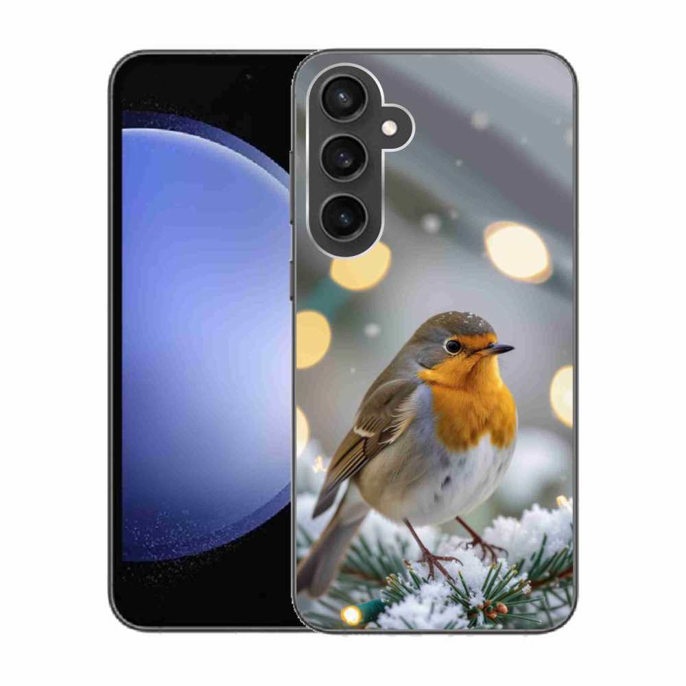 Gelový kryt mmCase na Samsung Galaxy S23 FE - červenka v zimě