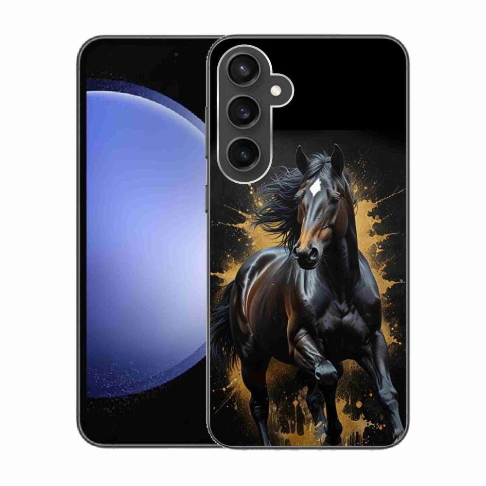 Gelový kryt mmCase na Samsung Galaxy S23 FE - elegantní černý hřebec