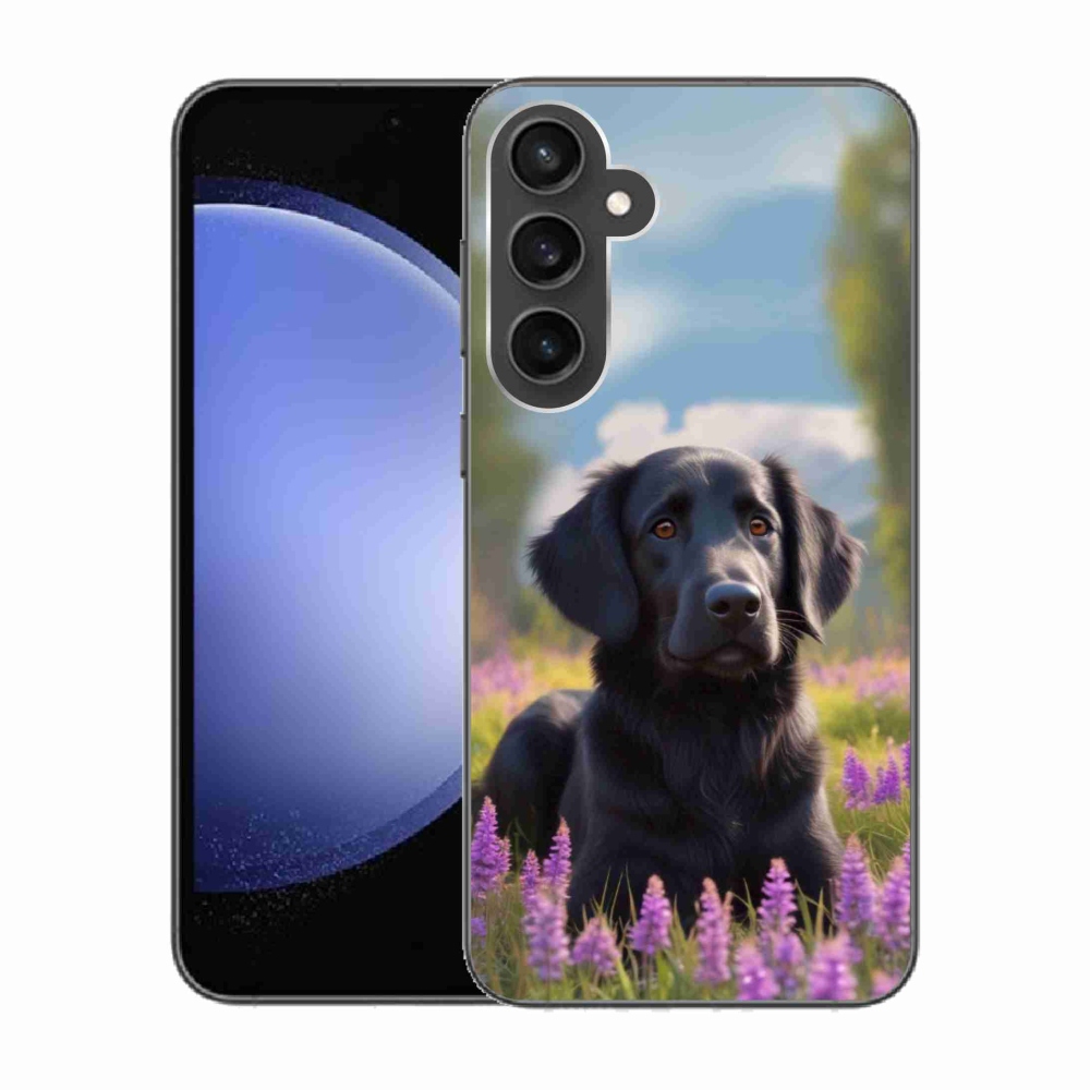 Gelový kryt mmCase na Samsung Galaxy S23 FE - elegantní černý retrívr