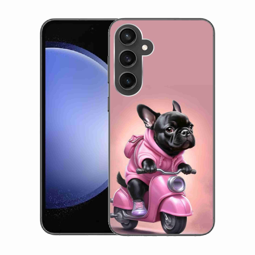 Gelový kryt mmCase na Samsung Galaxy S23 FE - francouzský buldoček na skútru