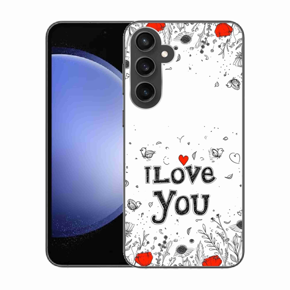 Gelový kryt mmCase na Samsung Galaxy S23 FE - I love you bílé pozadí