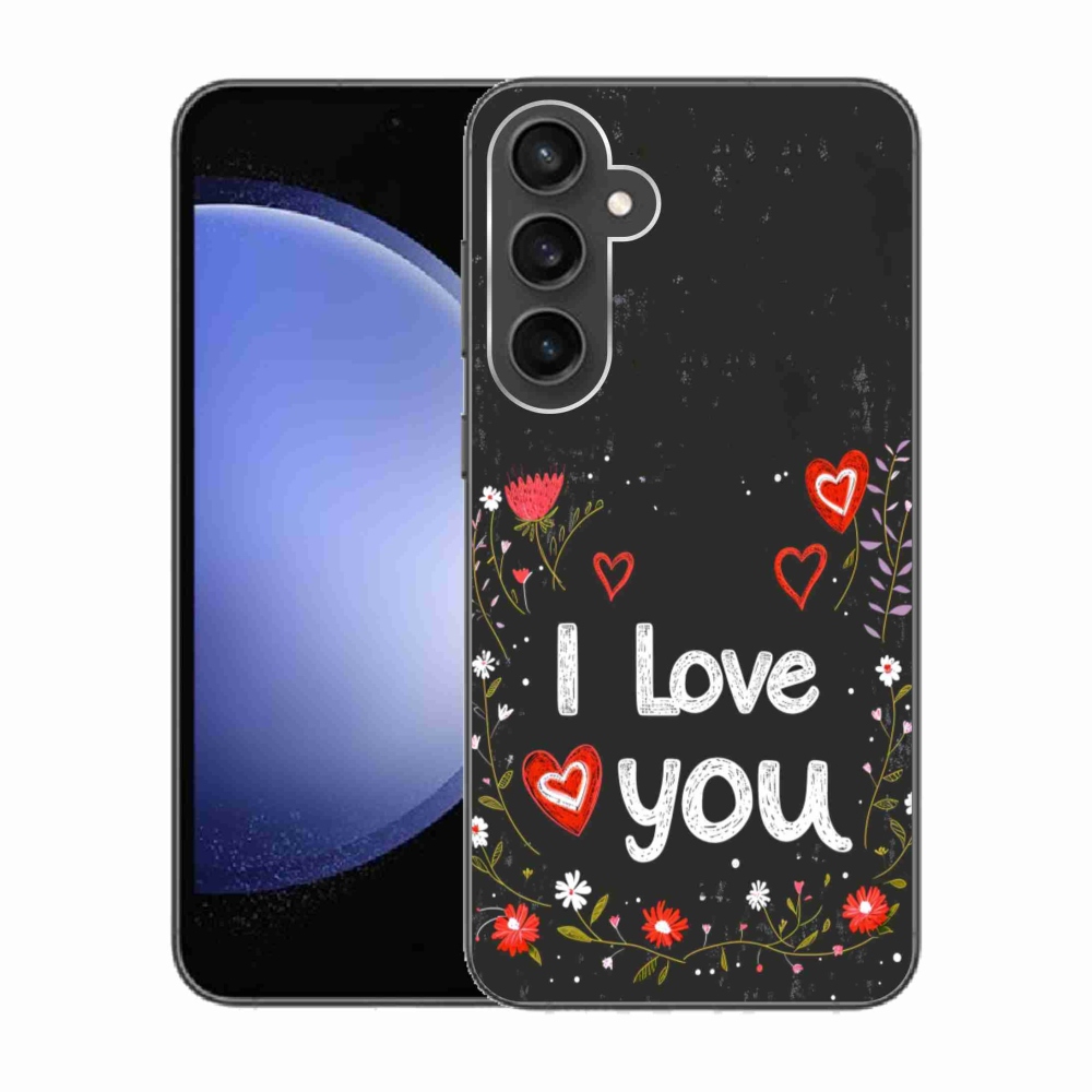 Gelový kryt mmCase na Samsung Galaxy S23 FE - I love you černé pozadí