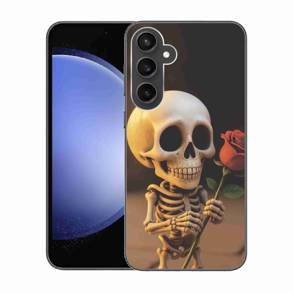 Gelový kryt mmCase na Samsung Galaxy S23 FE - kostlivec s růží