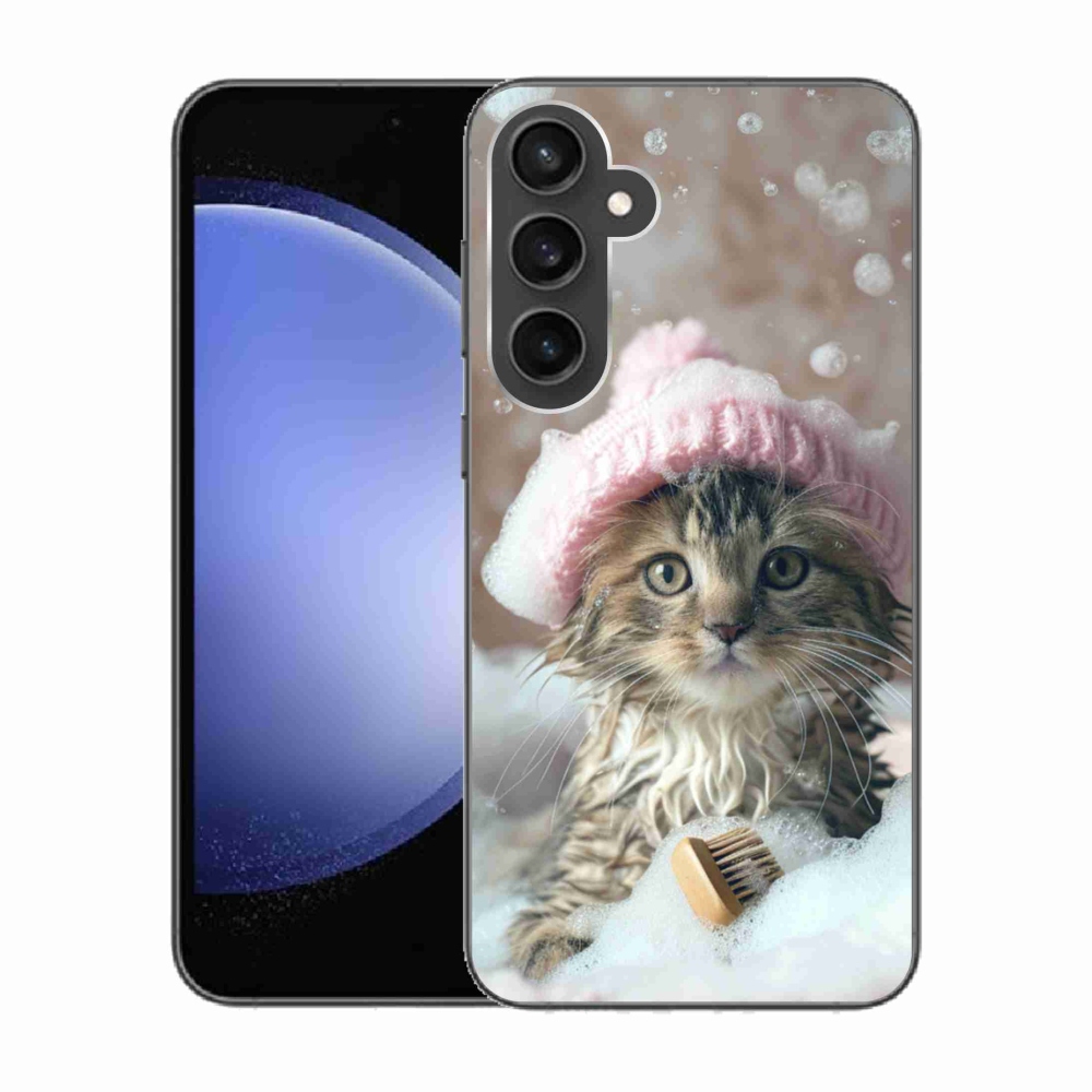 Gelový kryt mmCase na Samsung Galaxy S23 FE - kotě a koupel