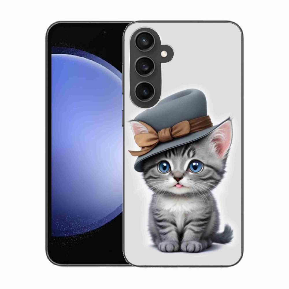 Gelový kryt mmCase na Samsung Galaxy S23 FE - kotě s kloboukem
