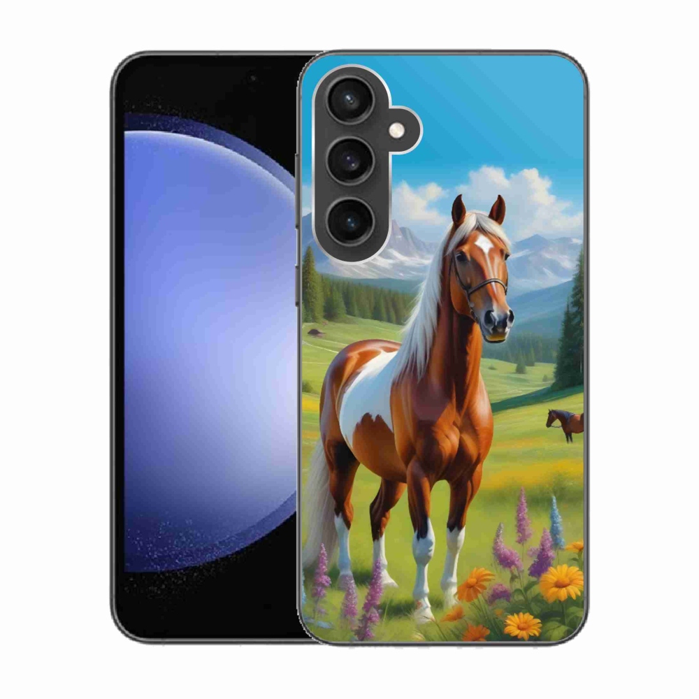 Gelový kryt mmCase na Samsung Galaxy S23 FE - kůň na louce