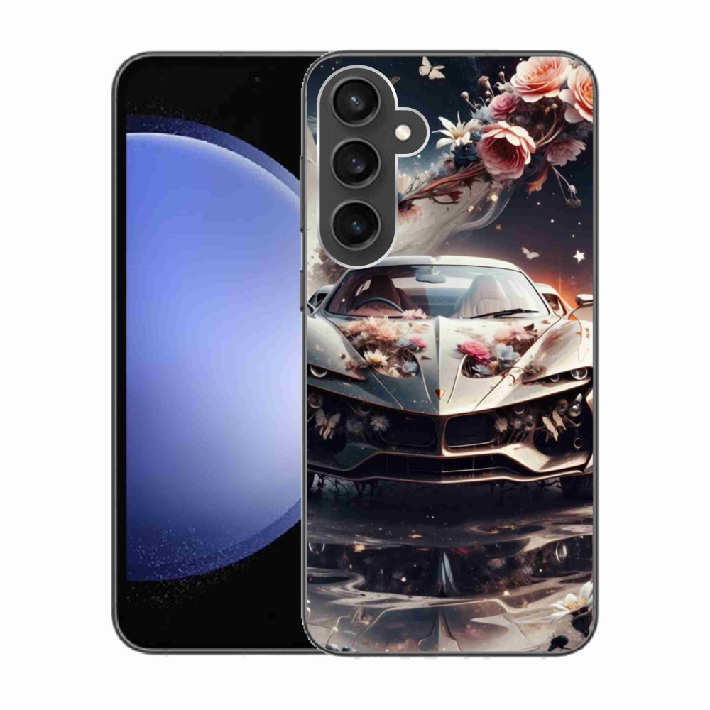 Gelový kryt mmCase na Samsung Galaxy S23 FE - květinový sportovní vůz
