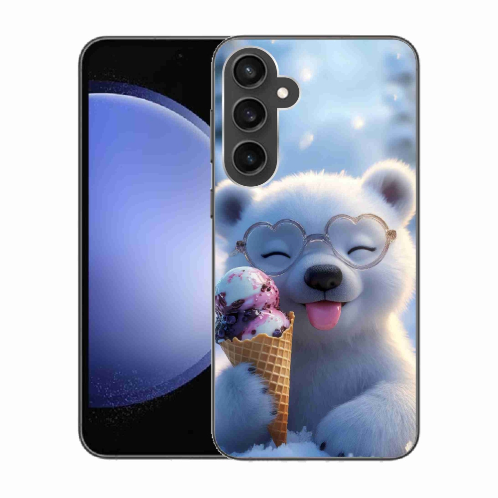 Gelový kryt mmCase na Samsung Galaxy S23 FE - medvídek se zmrzlinou