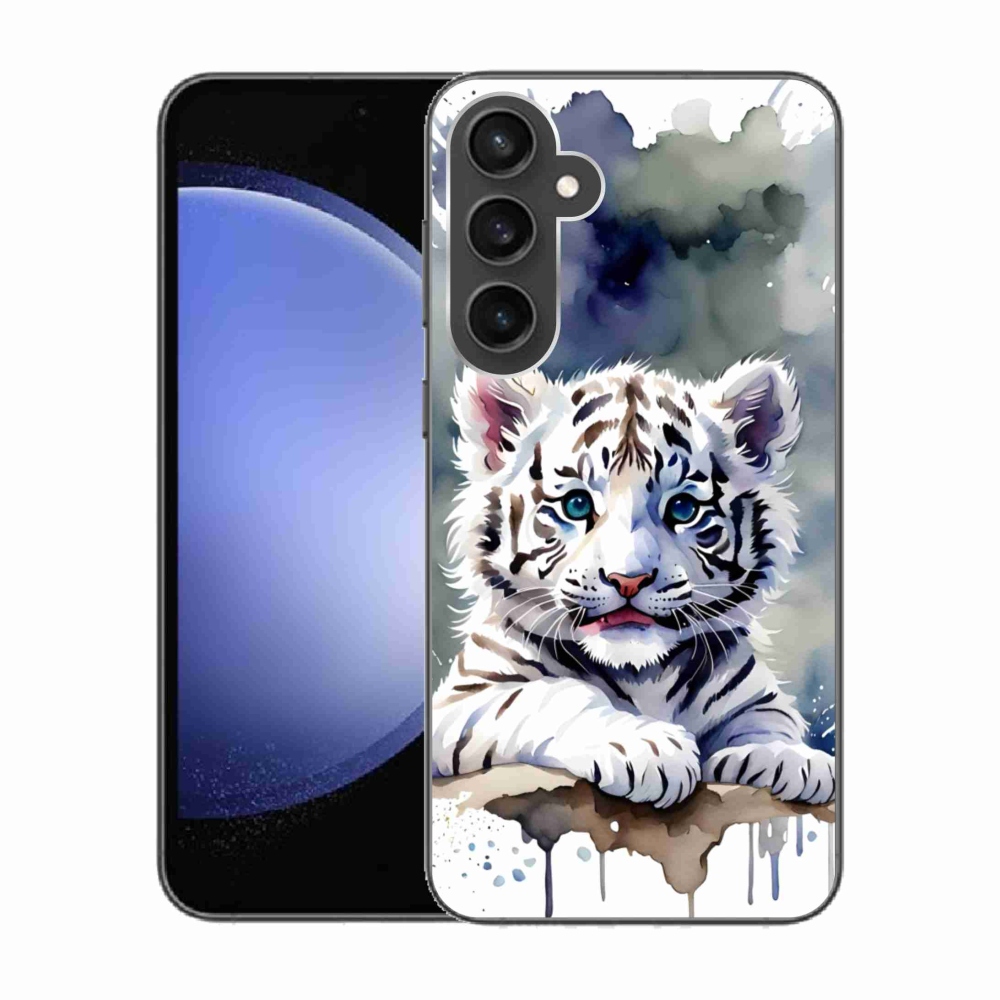 Gelový kryt mmCase na Samsung Galaxy S23 FE - mládě bílého tygra