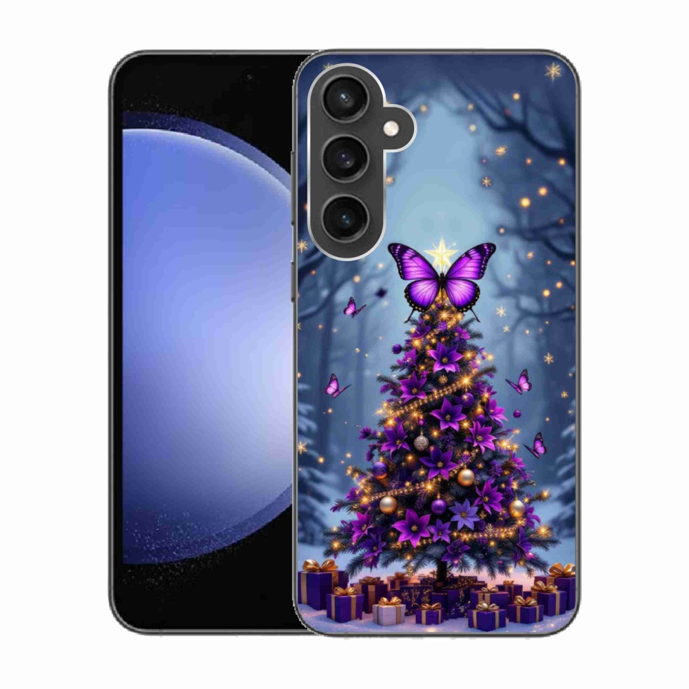 Gelový kryt mmCase na Samsung Galaxy S23 FE - motýlí vánoční stromek