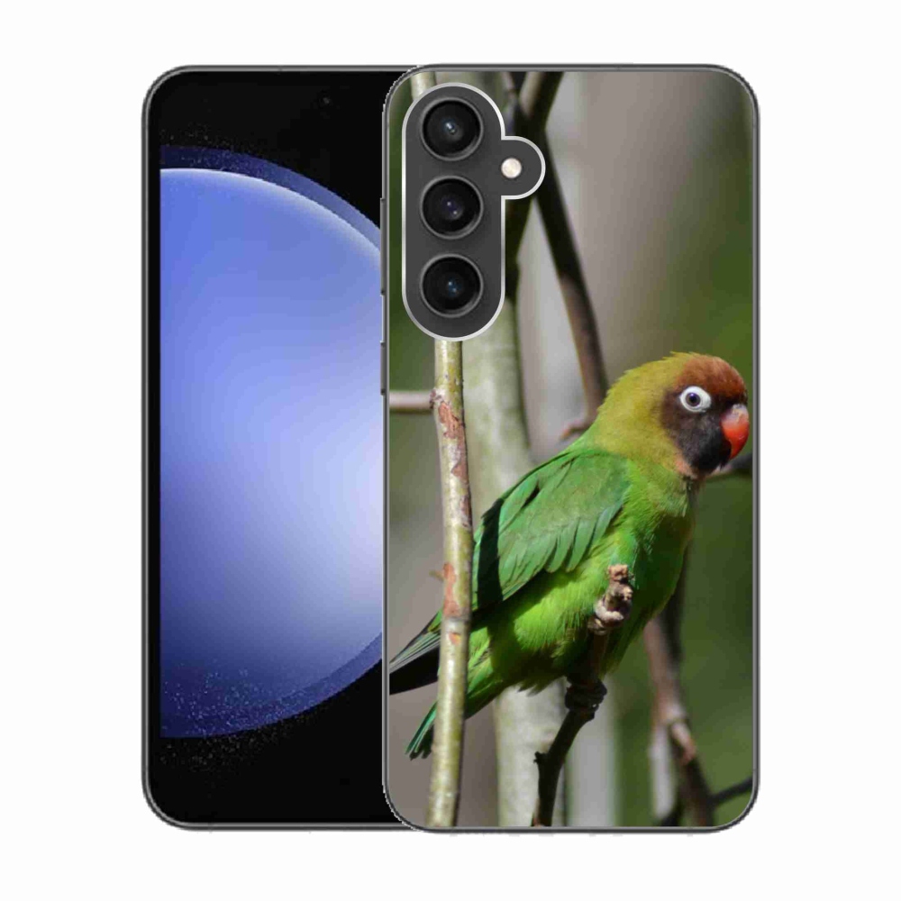 Gelový kryt mmCase na Samsung Galaxy S23 FE - papoušek agapornis
