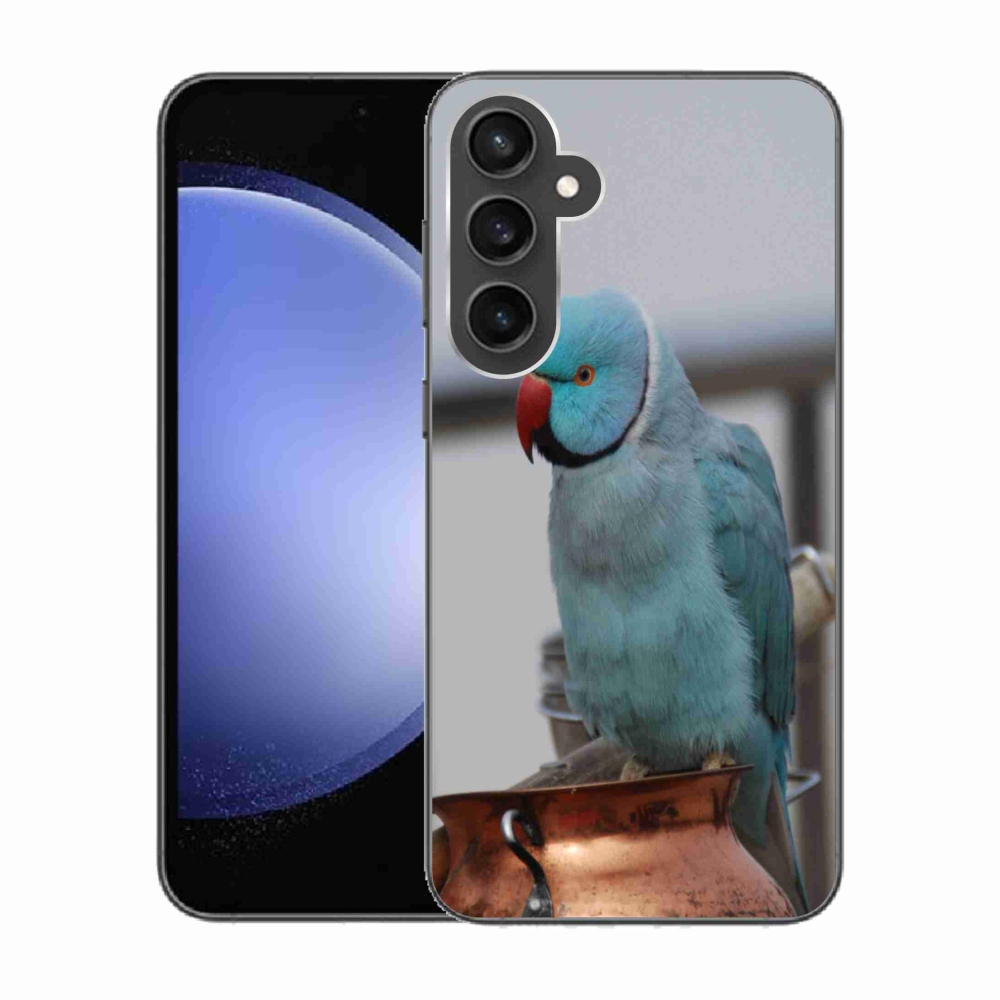 Gelový kryt mmCase na Samsung Galaxy S23 FE - papoušek alexandr modrý