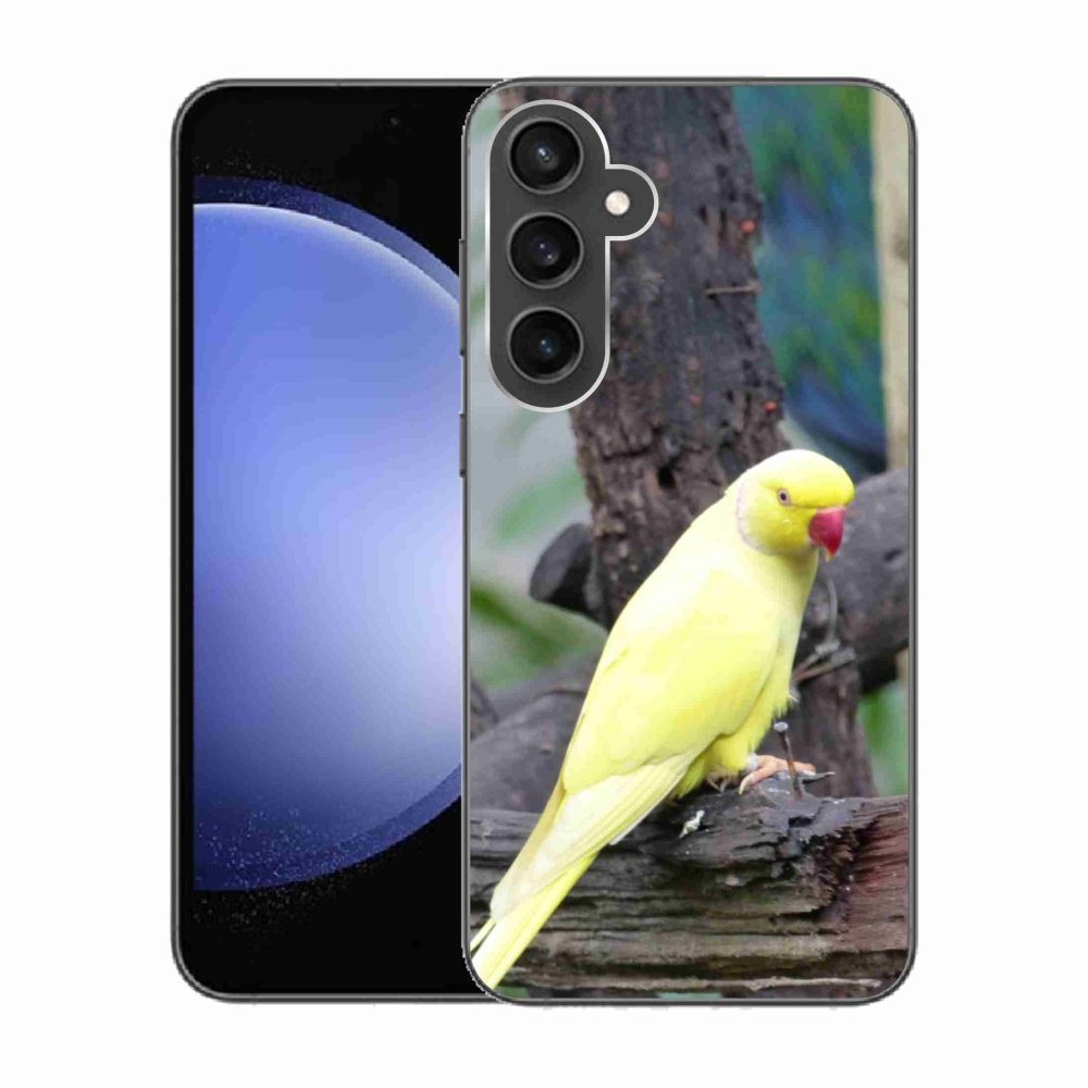 Gelový kryt mmCase na Samsung Galaxy S23 FE - papoušek alexandr žlutý