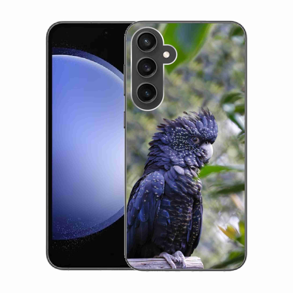 Gelový kryt mmCase na Samsung Galaxy S23 FE - papoušek kakadu černý