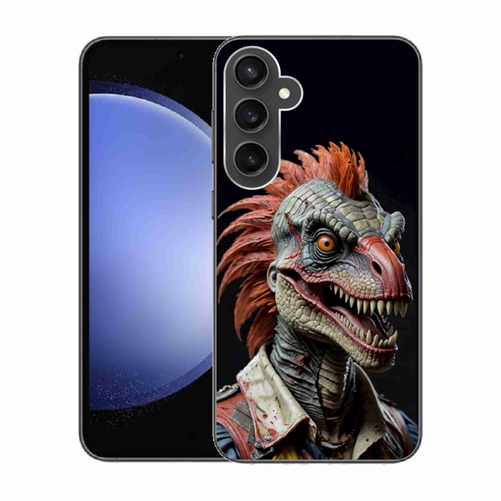 Gelový kryt mmCase na Samsung Galaxy S23 FE - punk dinosaurus
