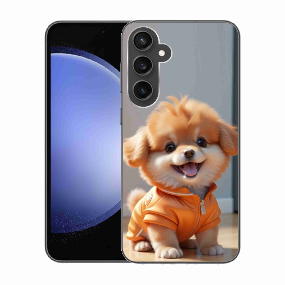 Gelový kryt mmCase na Samsung Galaxy S23 FE - roztomilý pomeranian v mikině