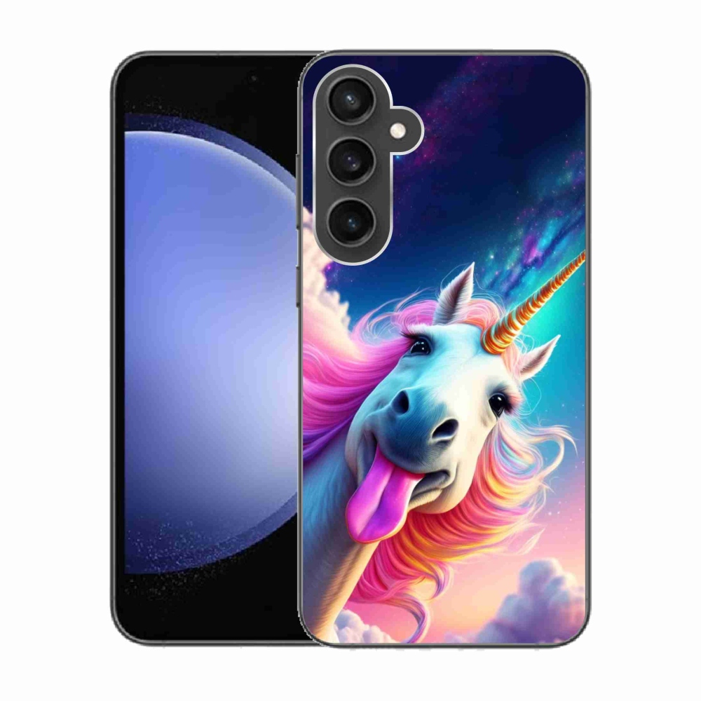 Gelový kryt mmCase na Samsung Galaxy S23 FE - šílený jednorožec