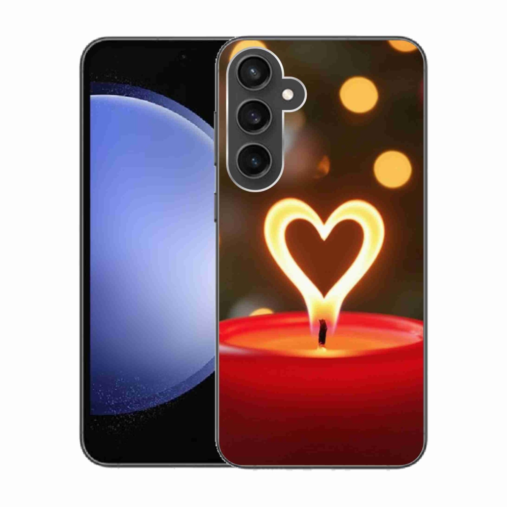 Gelový kryt mmCase na Samsung Galaxy S23 FE - srdce z plamene