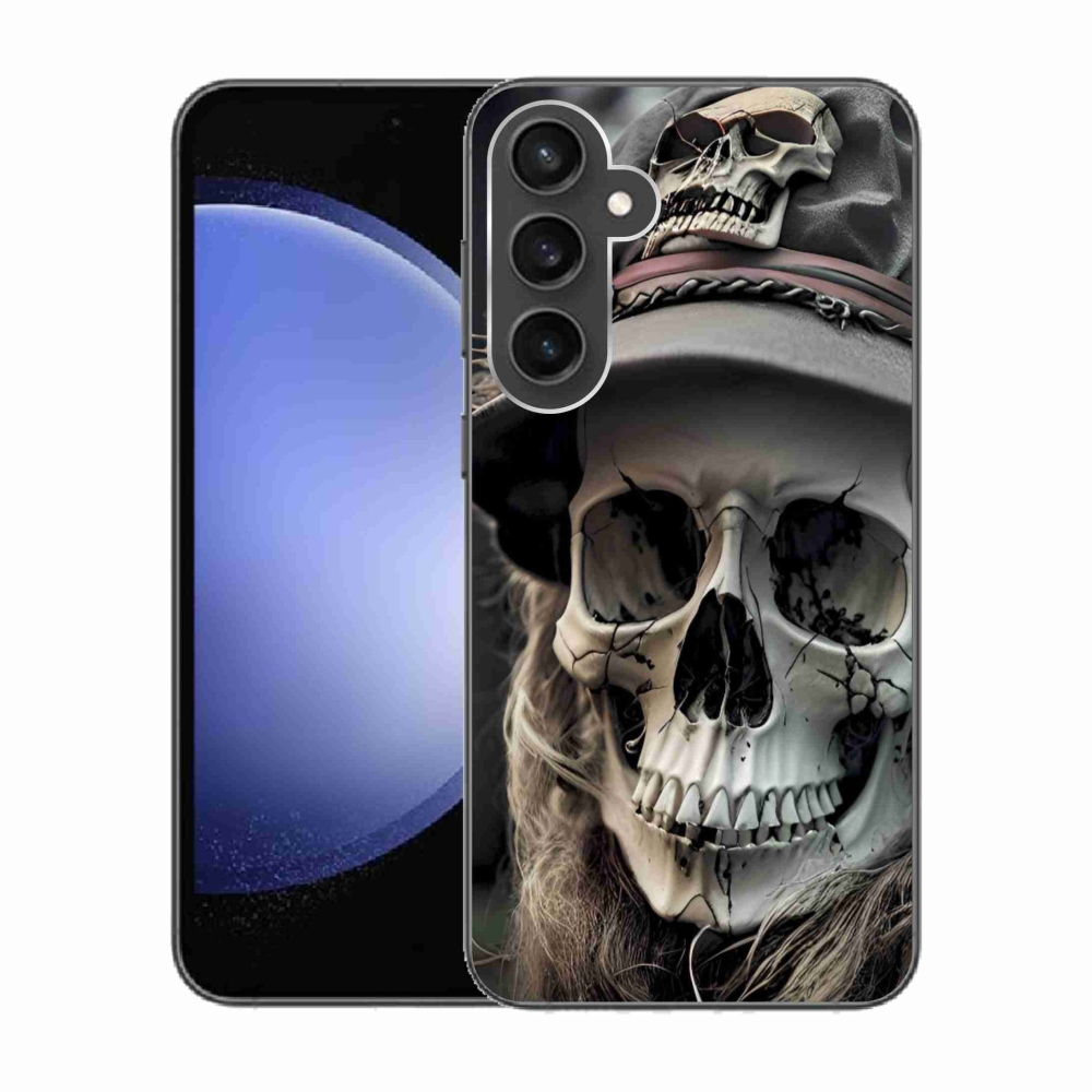 Gelový kryt mmCase na Samsung Galaxy S23 FE - temná lebka
