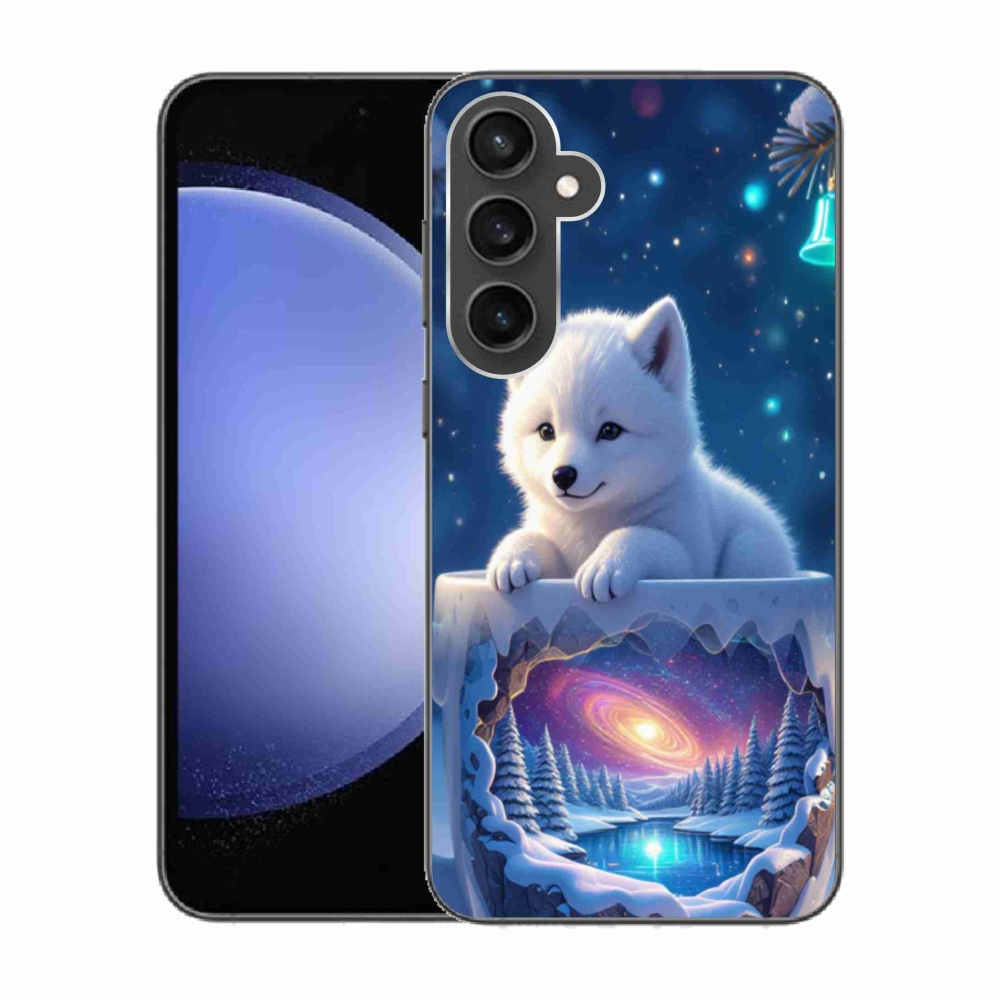 Gelový kryt mmCase na Samsung Galaxy S23 FE - vánoční štěně