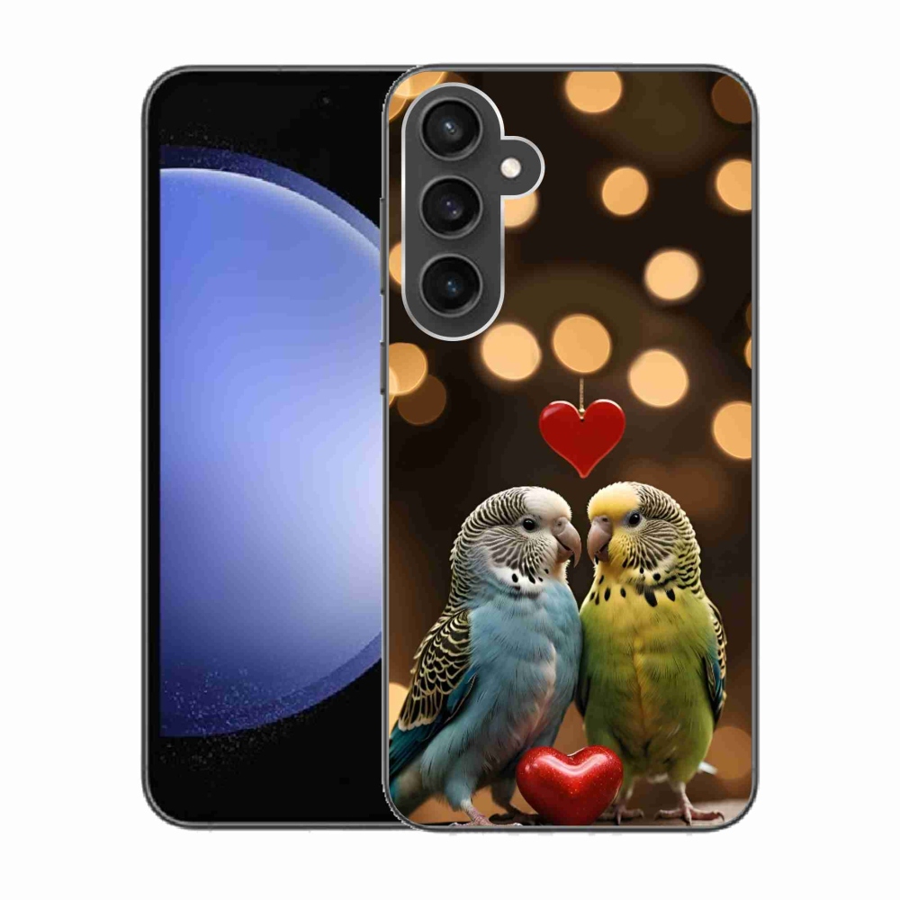 Gelový kryt mmCase na Samsung Galaxy S23 FE - zamilovaní papoušci
