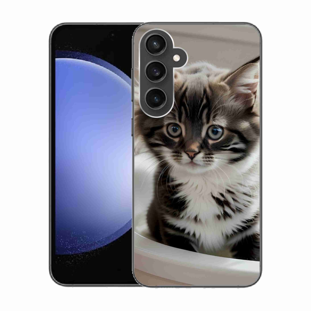 Gelový kryt mmCase na Samsung Galaxy S23 FE - zvědavé kotě