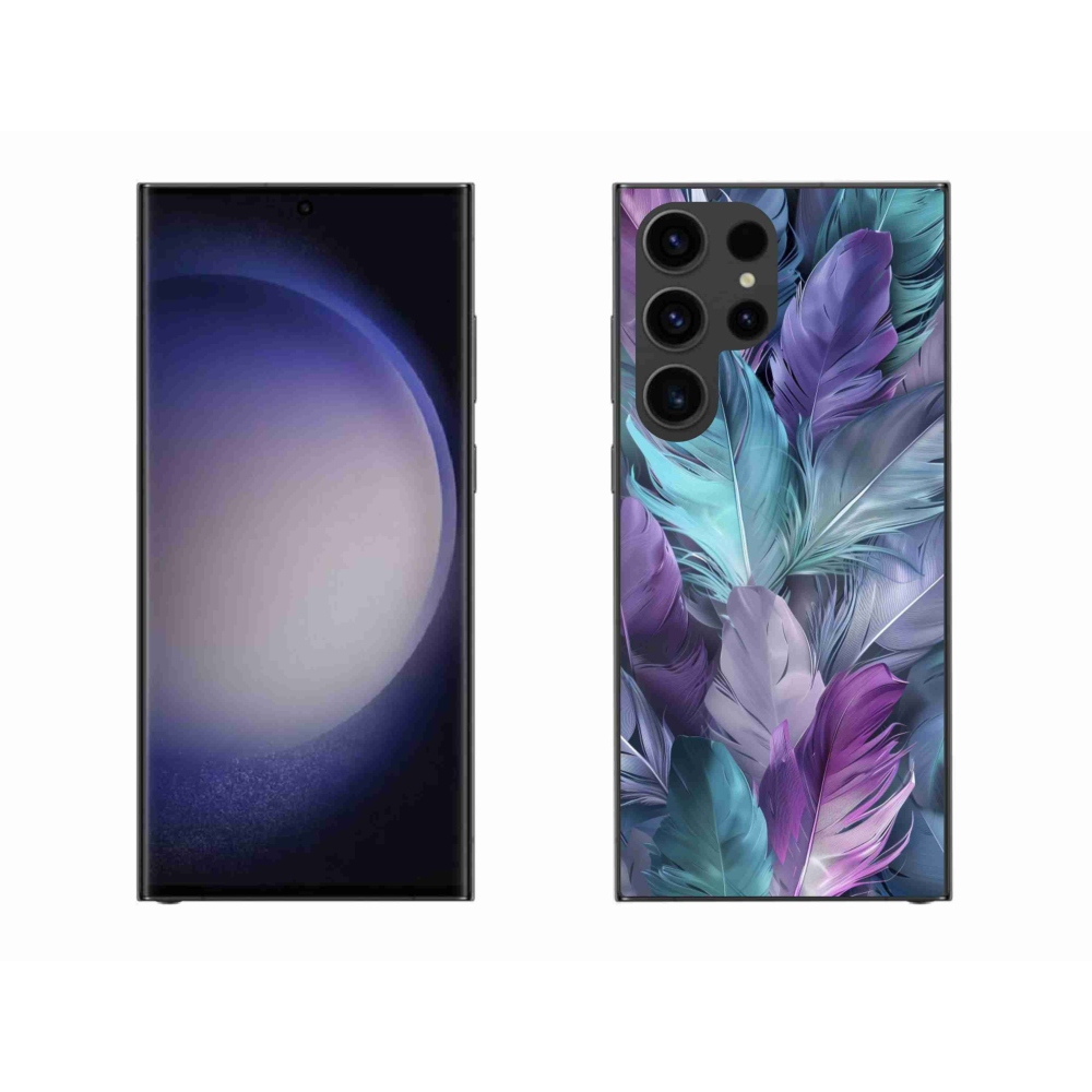 Gelový kryt mmCase na Samsung Galaxy S23 Ultra 5G - barevné peří 2