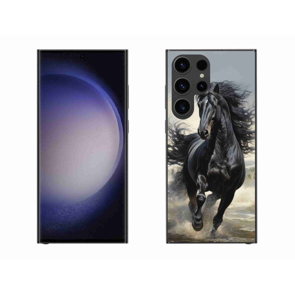 Gelový kryt mmCase na Samsung Galaxy S23 Ultra 5G - běžící černý kůň