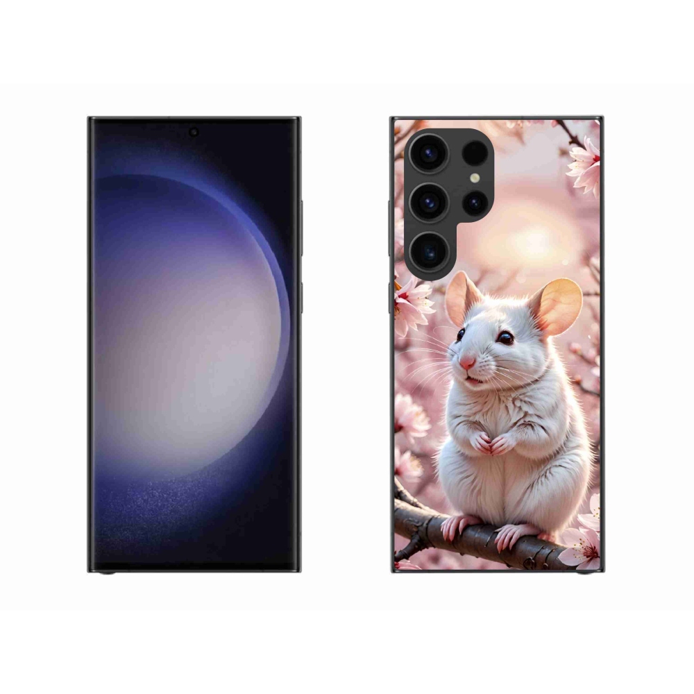 Gelový kryt mmCase na Samsung Galaxy S23 Ultra 5G - bílá myš na větvi