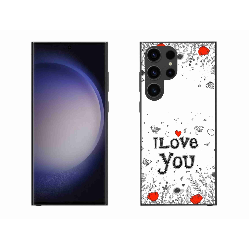 Gelový kryt mmCase na Samsung Galaxy S23 Ultra 5G - I love you bílé pozadí
