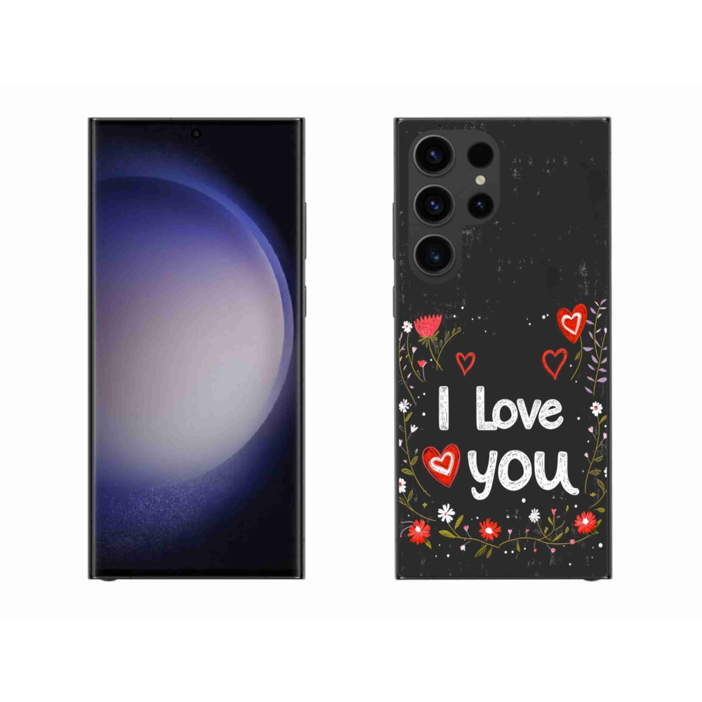 Gelový kryt mmCase na Samsung Galaxy S23 Ultra 5G - I love you černé pozadí