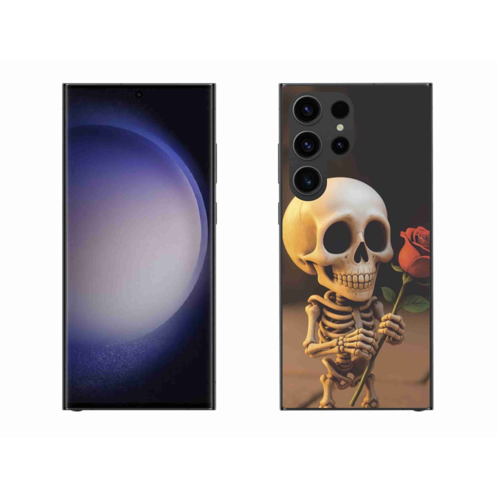 Gelový kryt mmCase na Samsung Galaxy S23 Ultra 5G - kostlivec s růží